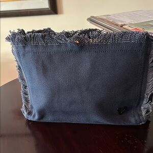 Blue Crossbody Bag with Fringe Detail